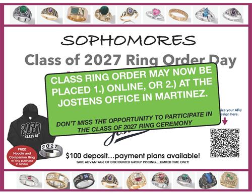 Class of 2027 Ring Order Information 
